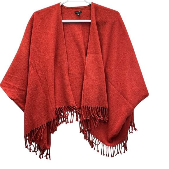 Talbots Poncho Shawl Cardigan Women One Size Wool Fringe Hippie Boho - Picture 9 of 11